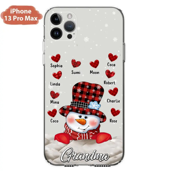 Personalized Snowman Grandma Phone Case - Christmas Gift Idea For Grandma - Up to 10 Kids - Case For iPhone/Samsung