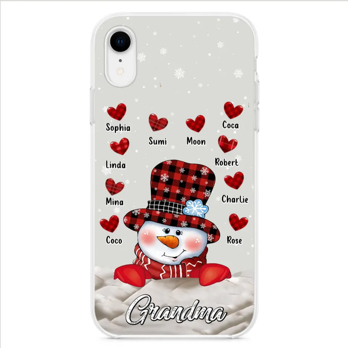 Personalized Snowman Grandma Phone Case - Christmas Gift Idea For Grandma - Up to 10 Kids - Case For iPhone/Samsung