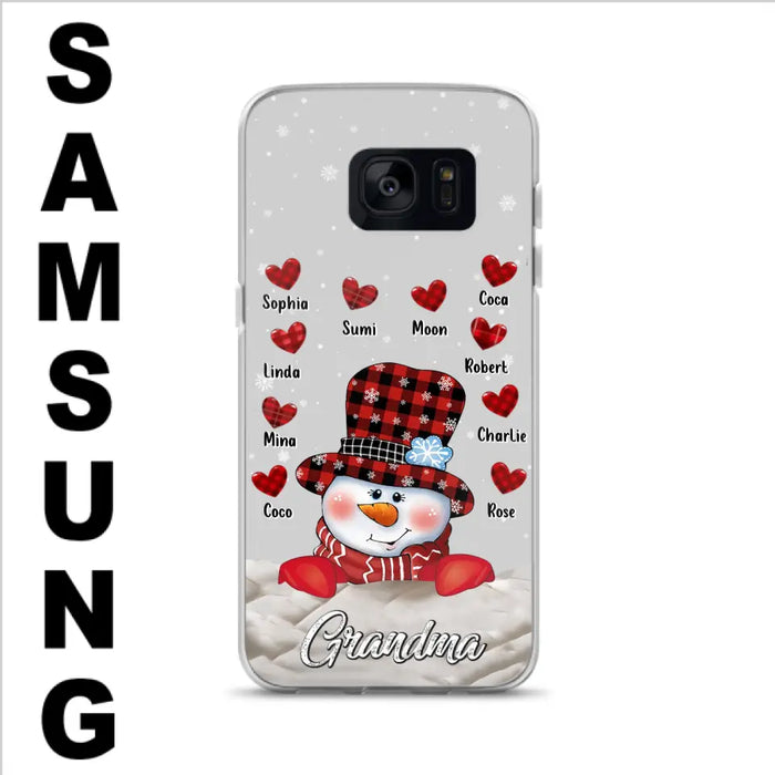 Personalized Snowman Grandma Phone Case - Christmas Gift Idea For Grandma - Up to 10 Kids - Case For iPhone/Samsung