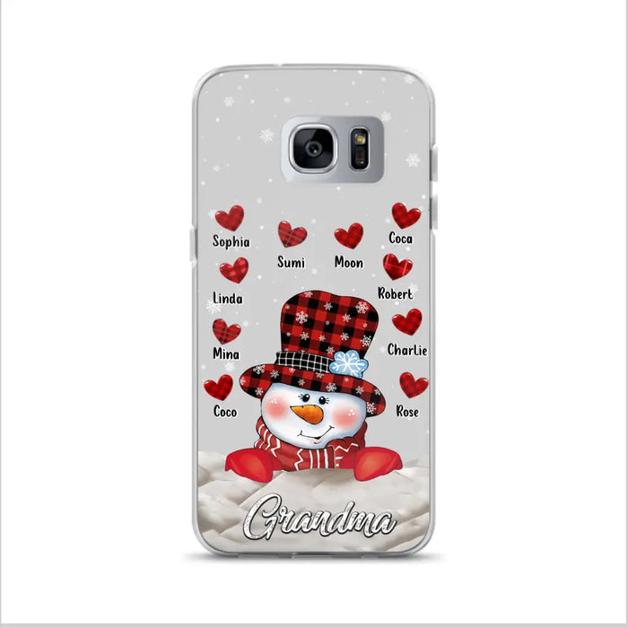 Personalized Snowman Grandma Phone Case - Christmas Gift Idea For Grandma - Up to 10 Kids - Case For iPhone/Samsung