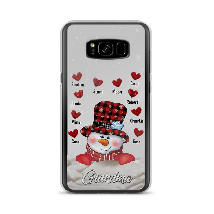 Personalized Snowman Grandma Phone Case - Christmas Gift Idea For Grandma - Up to 10 Kids - Case For iPhone/Samsung