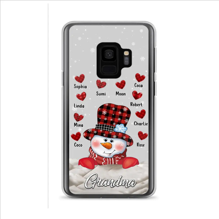 Personalized Snowman Grandma Phone Case - Christmas Gift Idea For Grandma - Up to 10 Kids - Case For iPhone/Samsung