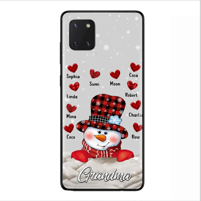 Personalized Snowman Grandma Phone Case - Christmas Gift Idea For Grandma - Up to 10 Kids - Case For iPhone/Samsung