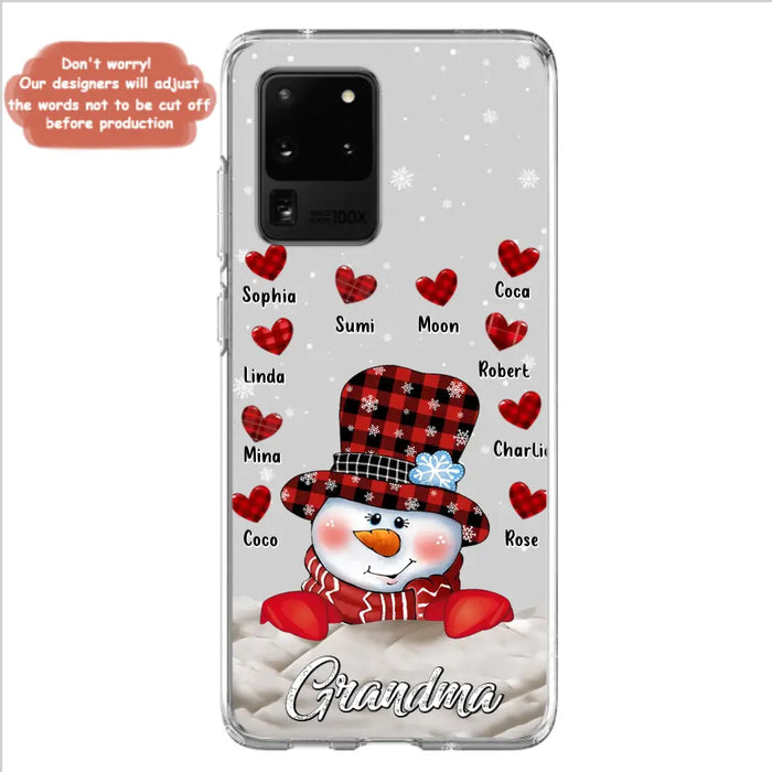 Personalized Snowman Grandma Phone Case - Christmas Gift Idea For Grandma - Up to 10 Kids - Case For iPhone/Samsung