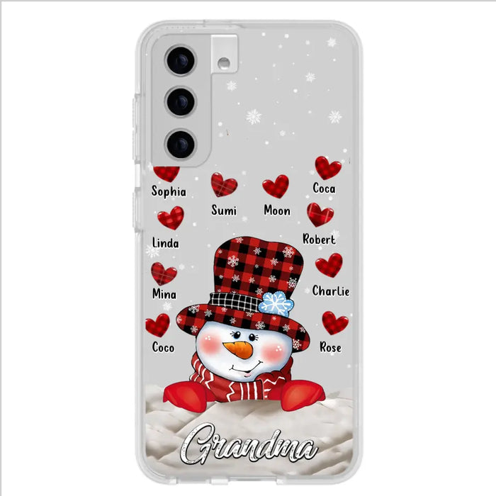 Personalized Snowman Grandma Phone Case - Christmas Gift Idea For Grandma - Up to 10 Kids - Case For iPhone/Samsung