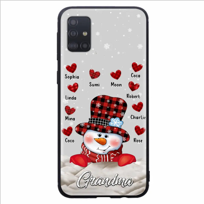 Personalized Snowman Grandma Phone Case - Christmas Gift Idea For Grandma - Up to 10 Kids - Case For iPhone/Samsung