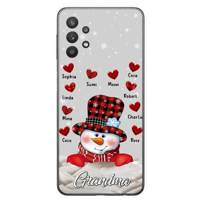 Personalized Snowman Grandma Phone Case - Christmas Gift Idea For Grandma - Up to 10 Kids - Case For iPhone/Samsung