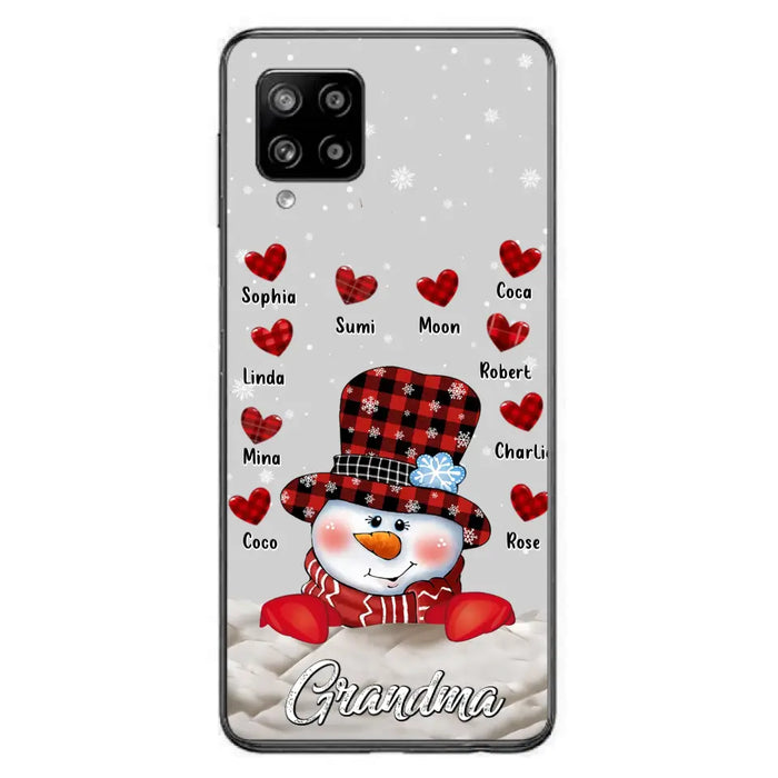 Personalized Snowman Grandma Phone Case - Christmas Gift Idea For Grandma - Up to 10 Kids - Case For iPhone/Samsung