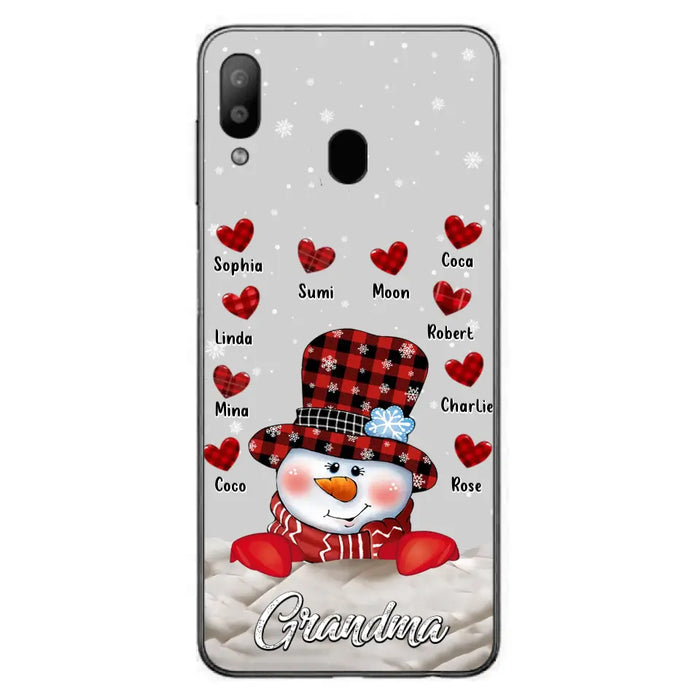 Personalized Snowman Grandma Phone Case - Christmas Gift Idea For Grandma - Up to 10 Kids - Case For iPhone/Samsung