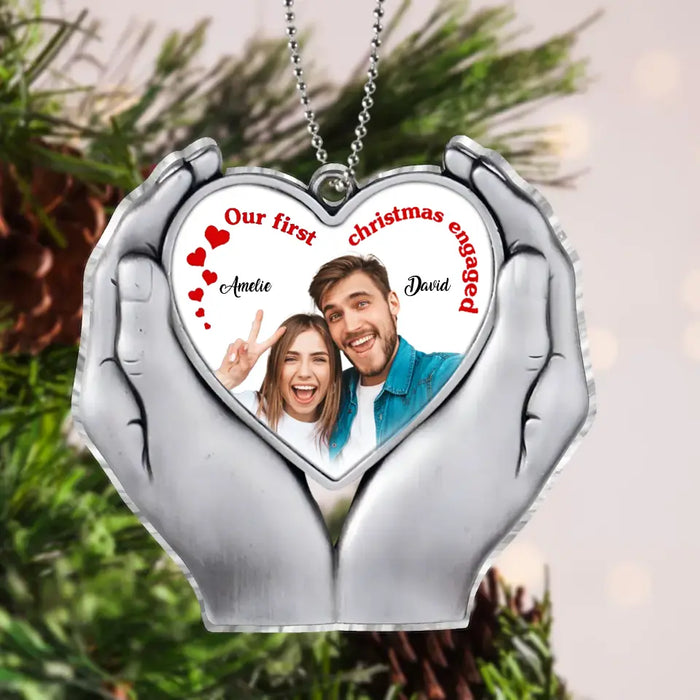 Custom Personalized Couple Acrylic Ornament - Upload Photo - Christmas 2023/ Anniversary Gift For Couple - Our First Christmas Engaged