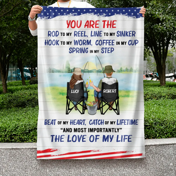 Custom Personalized Fishing Couple Flag - Gift Idea for Couple - You Are The Rod To My Reel