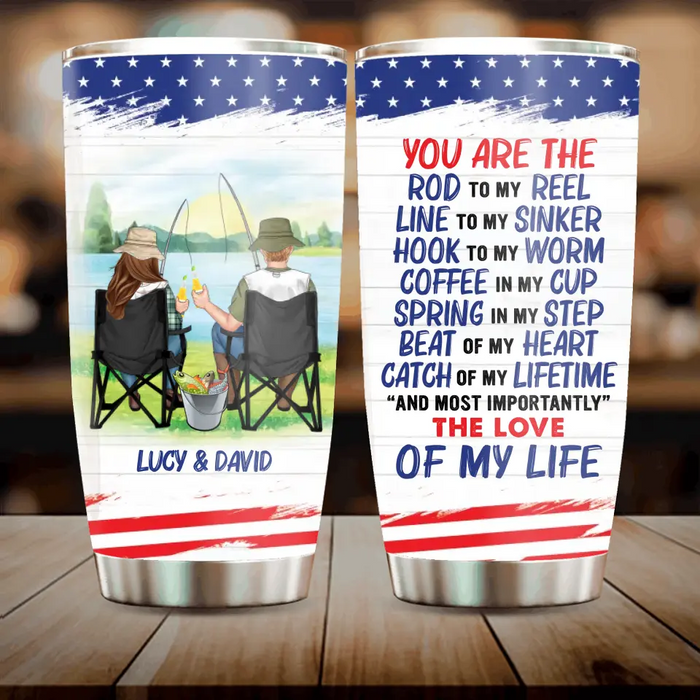 Custom Personalized Fishing Couple Tumbler - Gift Idea for Couple - You Are The Rod To My Reel