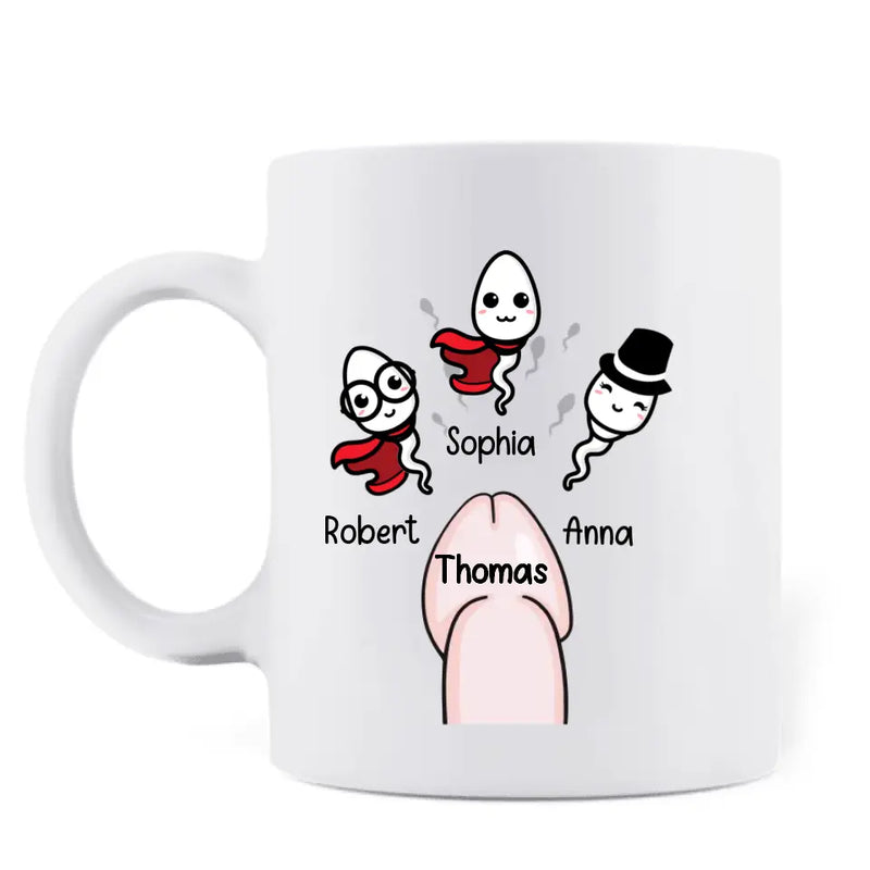 Personalized Sperms Mug - Gift Idea From Kids to Father/ For Father's Day - Up to 3 Sperms - Happy Father's Day From Your Little Squirt