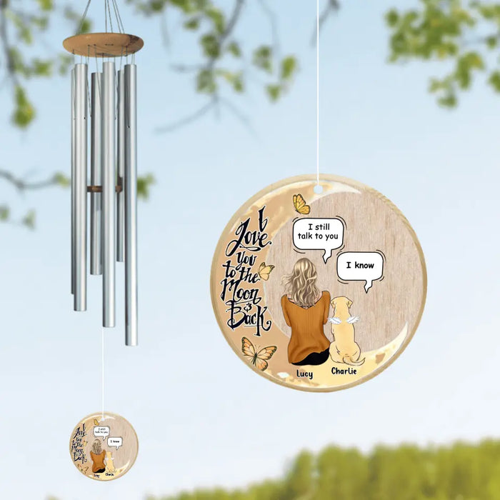 Custom Personalized Memorial Pet Circle Wind Chime - Gift Idea For Dog/ Cat Lover - I Love You To The Moon And Back