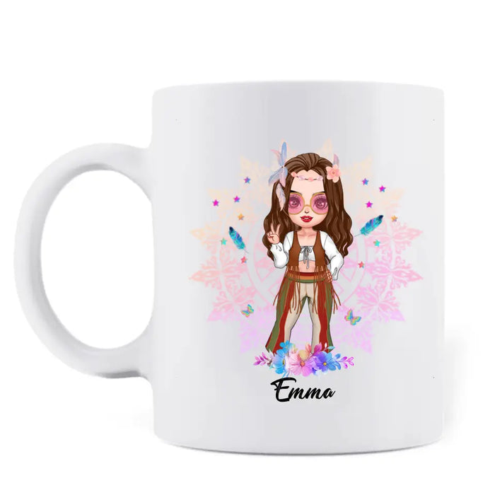 Custom Personalized Hippie Mug - Best Gift For Hippies - On A Dark Desert Highway Cool Wind In My Hair