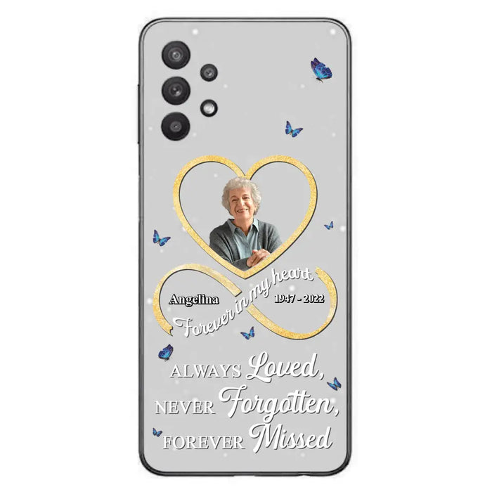 Custom Personalized Memorial Wing Heart Phone Case - Memorial Gift Idea For Family - Case For iPhone/Samsung - Always Loved Never Forgotten Forever Missed