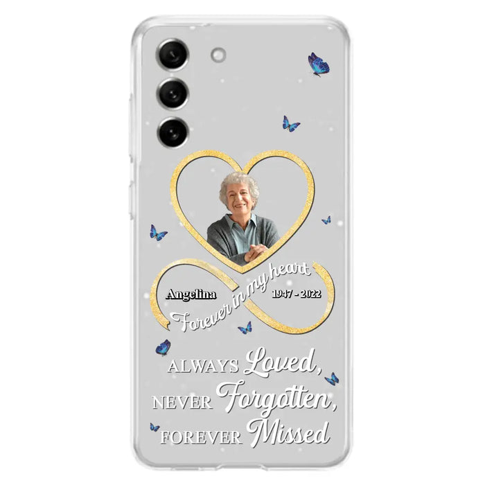 Custom Personalized Memorial Wing Heart Phone Case - Memorial Gift Idea For Family - Case For iPhone/Samsung - Always Loved Never Forgotten Forever Missed