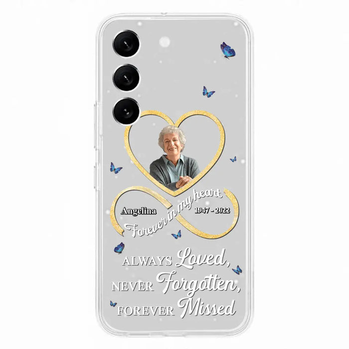 Custom Personalized Memorial Wing Heart Phone Case - Memorial Gift Idea For Family - Case For iPhone/Samsung - Always Loved Never Forgotten Forever Missed