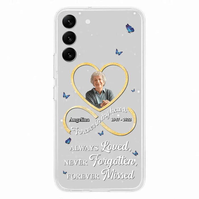 Custom Personalized Memorial Wing Heart Phone Case - Memorial Gift Idea For Family - Case For iPhone/Samsung - Always Loved Never Forgotten Forever Missed