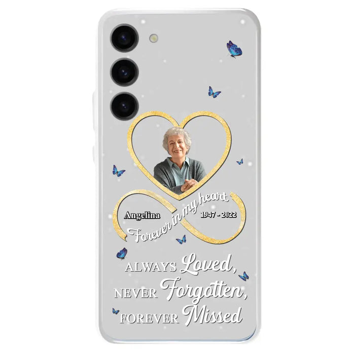 Custom Personalized Memorial Wing Heart Phone Case - Memorial Gift Idea For Family - Case For iPhone/Samsung - Always Loved Never Forgotten Forever Missed