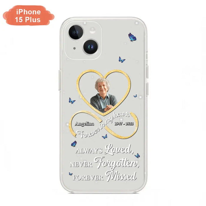 Custom Personalized Memorial Wing Heart Phone Case - Memorial Gift Idea For Family - Case For iPhone/Samsung - Always Loved Never Forgotten Forever Missed