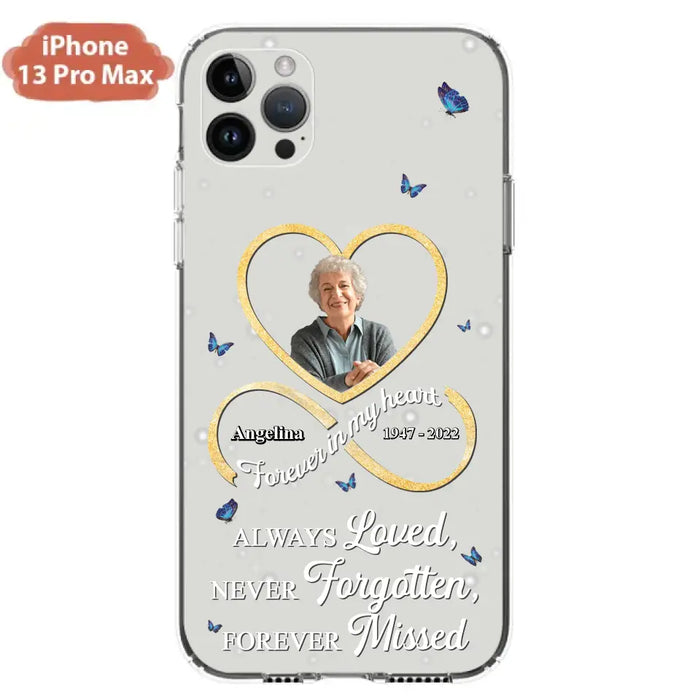 Custom Personalized Memorial Wing Heart Phone Case - Memorial Gift Idea For Family - Case For iPhone/Samsung - Always Loved Never Forgotten Forever Missed