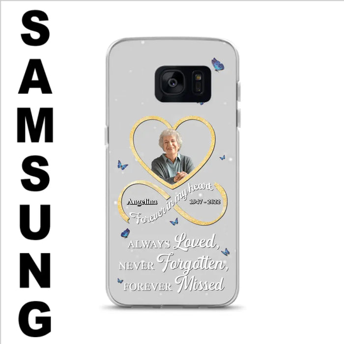 Custom Personalized Memorial Wing Heart Phone Case - Memorial Gift Idea For Family - Case For iPhone/Samsung - Always Loved Never Forgotten Forever Missed