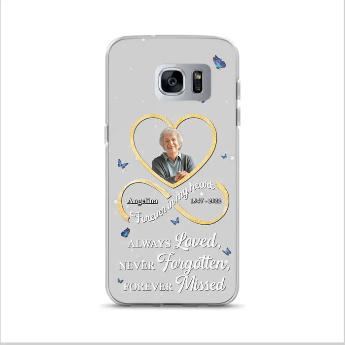 Custom Personalized Memorial Wing Heart Phone Case - Memorial Gift Idea For Family - Case For iPhone/Samsung - Always Loved Never Forgotten Forever Missed