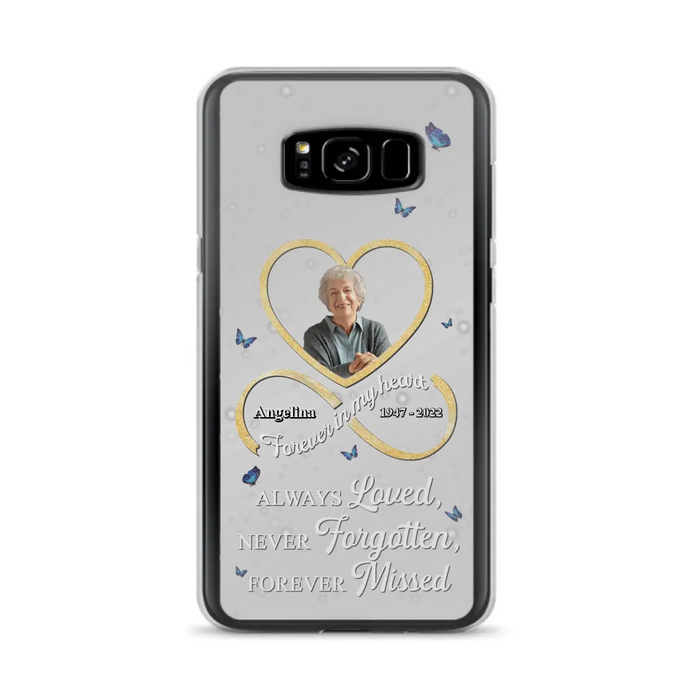 Custom Personalized Memorial Wing Heart Phone Case - Memorial Gift Idea For Family - Case For iPhone/Samsung - Always Loved Never Forgotten Forever Missed