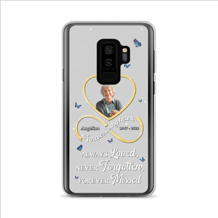 Custom Personalized Memorial Wing Heart Phone Case - Memorial Gift Idea For Family - Case For iPhone/Samsung - Always Loved Never Forgotten Forever Missed