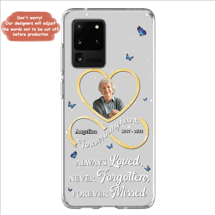 Custom Personalized Memorial Wing Heart Phone Case - Memorial Gift Idea For Family - Case For iPhone/Samsung - Always Loved Never Forgotten Forever Missed