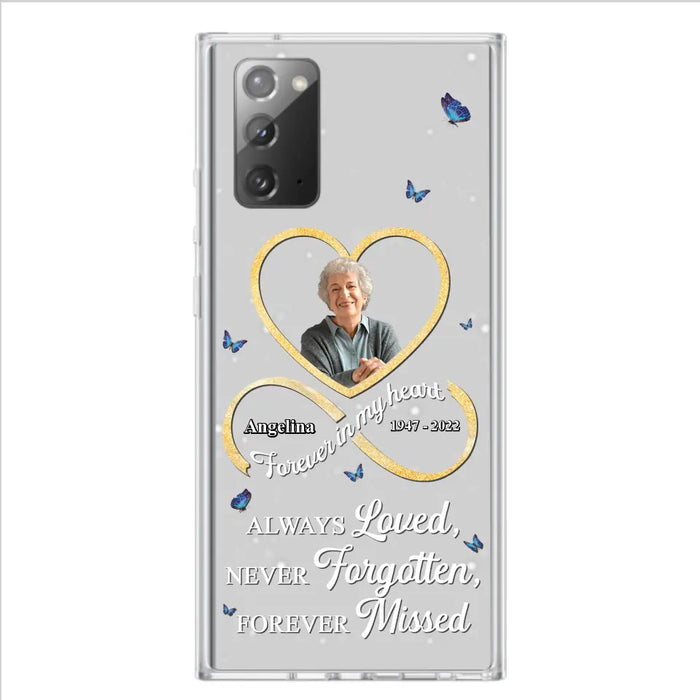 Custom Personalized Memorial Wing Heart Phone Case - Memorial Gift Idea For Family - Case For iPhone/Samsung - Always Loved Never Forgotten Forever Missed