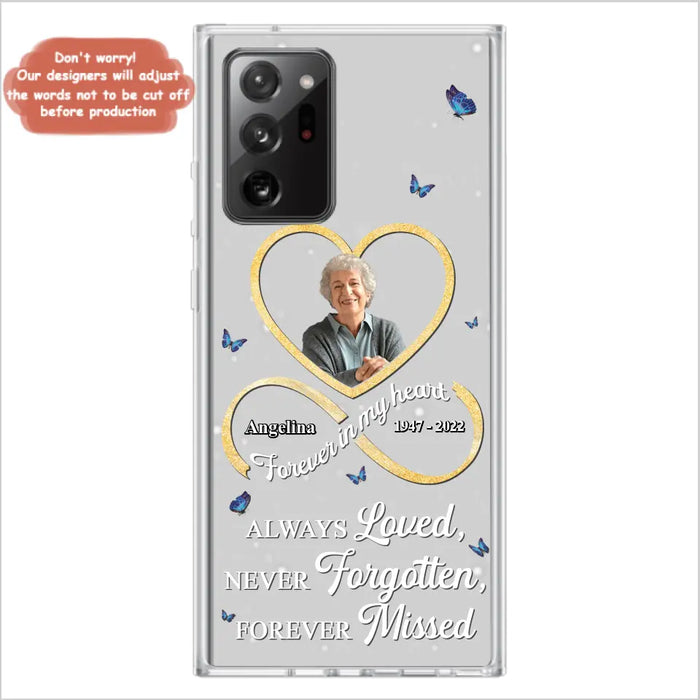 Custom Personalized Memorial Wing Heart Phone Case - Memorial Gift Idea For Family - Case For iPhone/Samsung - Always Loved Never Forgotten Forever Missed