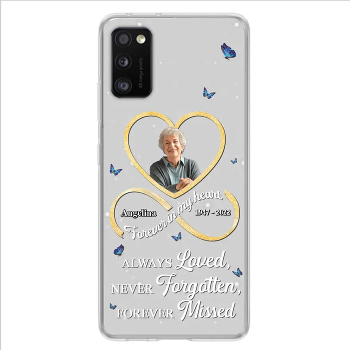 Custom Personalized Memorial Wing Heart Phone Case - Memorial Gift Idea For Family - Case For iPhone/Samsung - Always Loved Never Forgotten Forever Missed