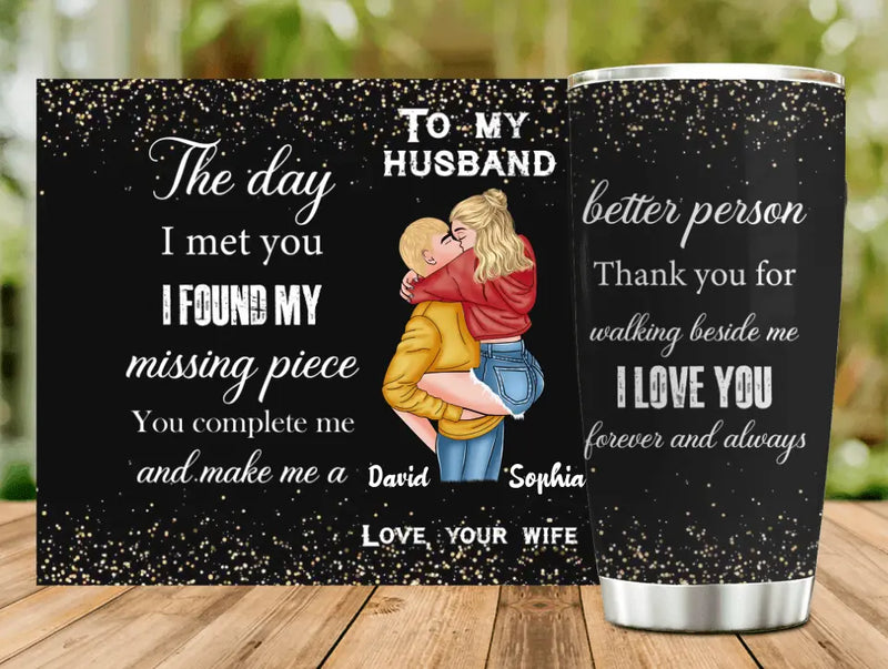 Personalized Couple Tumbler - Christmas Gift Idea For Couple/Husband/Wife - To My Husband The Day I Met You