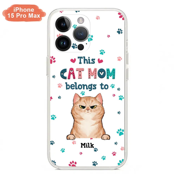 Custom Personalized Cat Phone Case For iPhone And Samsung - Gift Idea For Cat Lover - Up to 6 Cats - This Cat Mom Belongs To