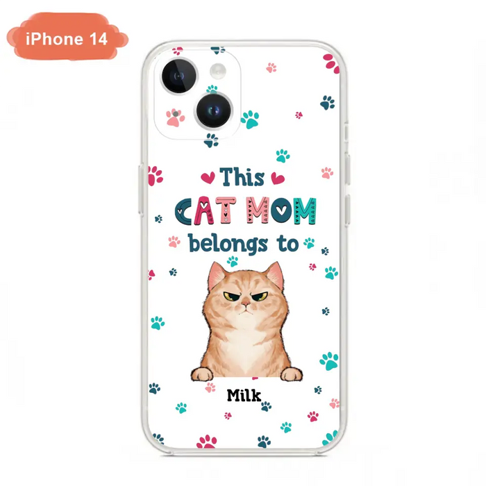 Custom Personalized Cat Phone Case For iPhone And Samsung - Gift Idea For Cat Lover - Up to 6 Cats - This Cat Mom Belongs To