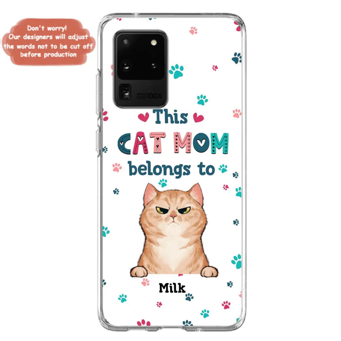 Custom Personalized Cat Phone Case For iPhone And Samsung - Gift Idea For Cat Lover - Up to 6 Cats - This Cat Mom Belongs To