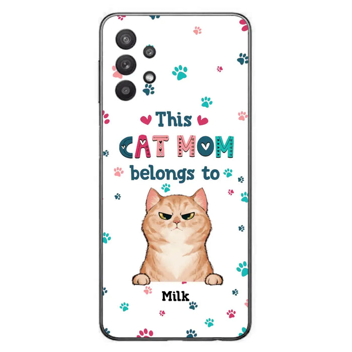 Custom Personalized Cat Phone Case For iPhone And Samsung - Gift Idea For Cat Lover - Up to 6 Cats - This Cat Mom Belongs To