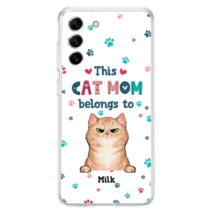 Custom Personalized Cat Phone Case For iPhone And Samsung - Gift Idea For Cat Lover - Up to 6 Cats - This Cat Mom Belongs To