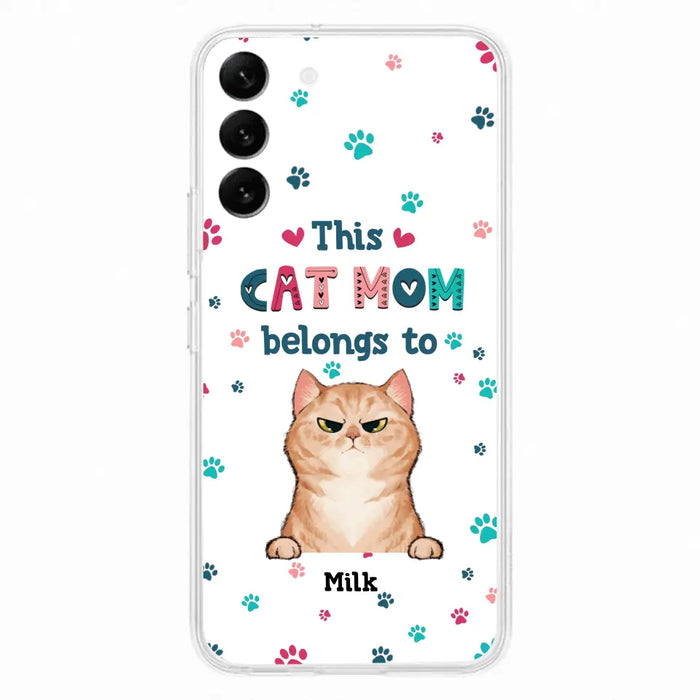 Custom Personalized Cat Phone Case For iPhone And Samsung - Gift Idea For Cat Lover - Up to 6 Cats - This Cat Mom Belongs To