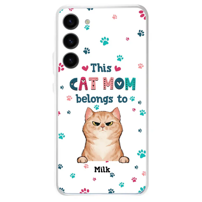 Custom Personalized Cat Phone Case For iPhone And Samsung - Gift Idea For Cat Lover - Up to 6 Cats - This Cat Mom Belongs To