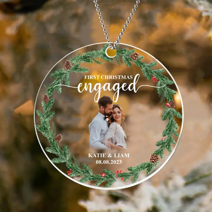 Custom Personalized Couple Circle Acrylic Ornament - Upload Photo - Christmas Gift Idea For Couple - First Christmas Engaged