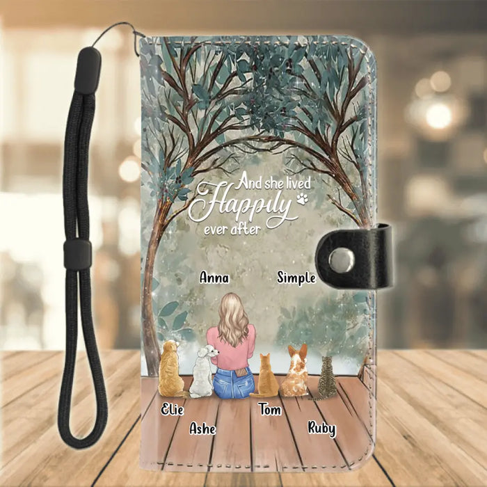 Custom Personalized Pet Mom Phone Wallets - Gift Idea For Dog/Cat Lover with up to 5 Pets -  And She Lived Happily Ever After