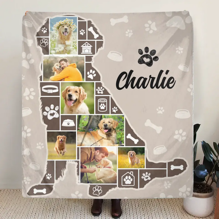 Personalized Dog Photo Quilt/Single Layer Fleece Blanket - Gift Idea for Dog Lovers