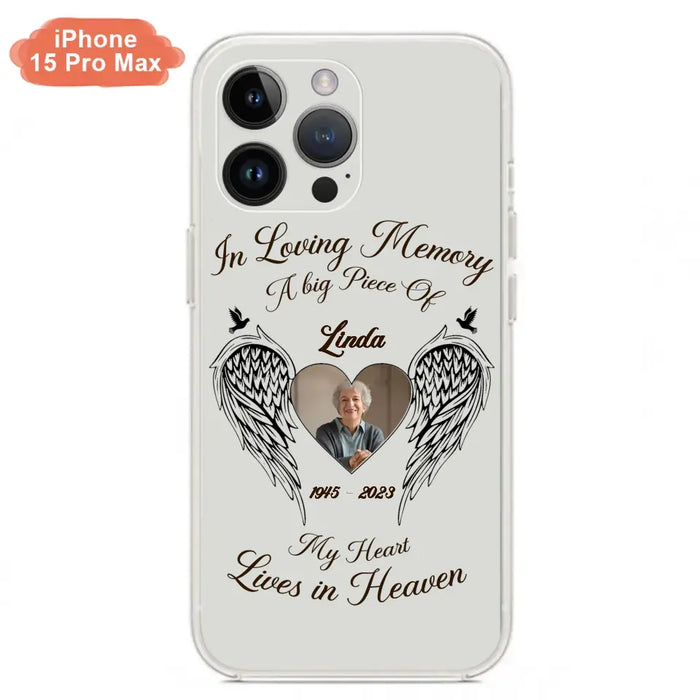 Custom Personalized Memorial Phone Case - Upload Photo - Memorial Gift Idea For Family Member/Pet Lovers - In Loving Memory A Big Piece Of My Heart Lives In Heaven