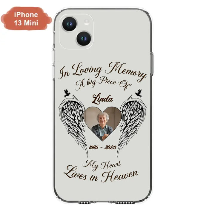 Custom Personalized Memorial Phone Case - Upload Photo - Memorial Gift Idea For Family Member/Pet Lovers - In Loving Memory A Big Piece Of My Heart Lives In Heaven