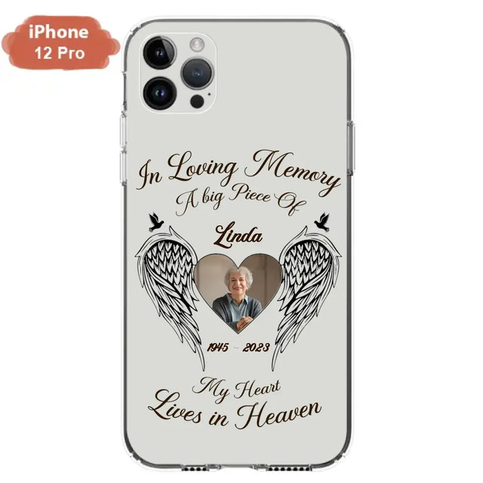 Custom Personalized Memorial Phone Case - Upload Photo - Memorial Gift Idea For Family Member/Pet Lovers - In Loving Memory A Big Piece Of My Heart Lives In Heaven