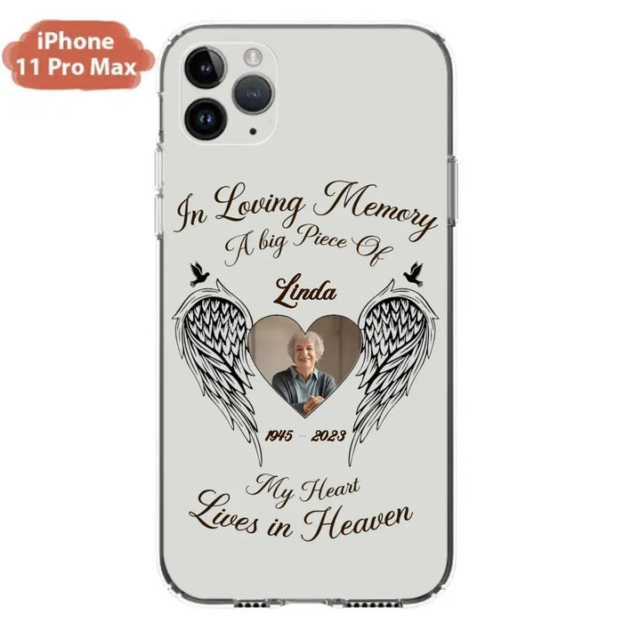 Custom Personalized Memorial Phone Case - Upload Photo - Memorial Gift Idea For Family Member/Pet Lovers - In Loving Memory A Big Piece Of My Heart Lives In Heaven