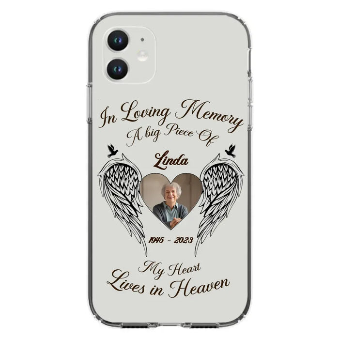 Custom Personalized Memorial Phone Case - Upload Photo - Memorial Gift Idea For Family Member/Pet Lovers - In Loving Memory A Big Piece Of My Heart Lives In Heaven